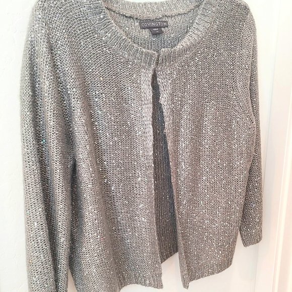 Covington gray sparkly cardigan sweater...size Large - Picture 1 of 5